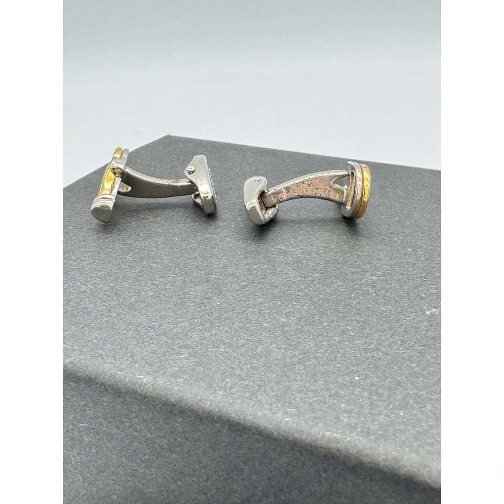 Vintage Gucci Horsebit Stirrup Cufflinks Gold & Silver Tone Italy Designer